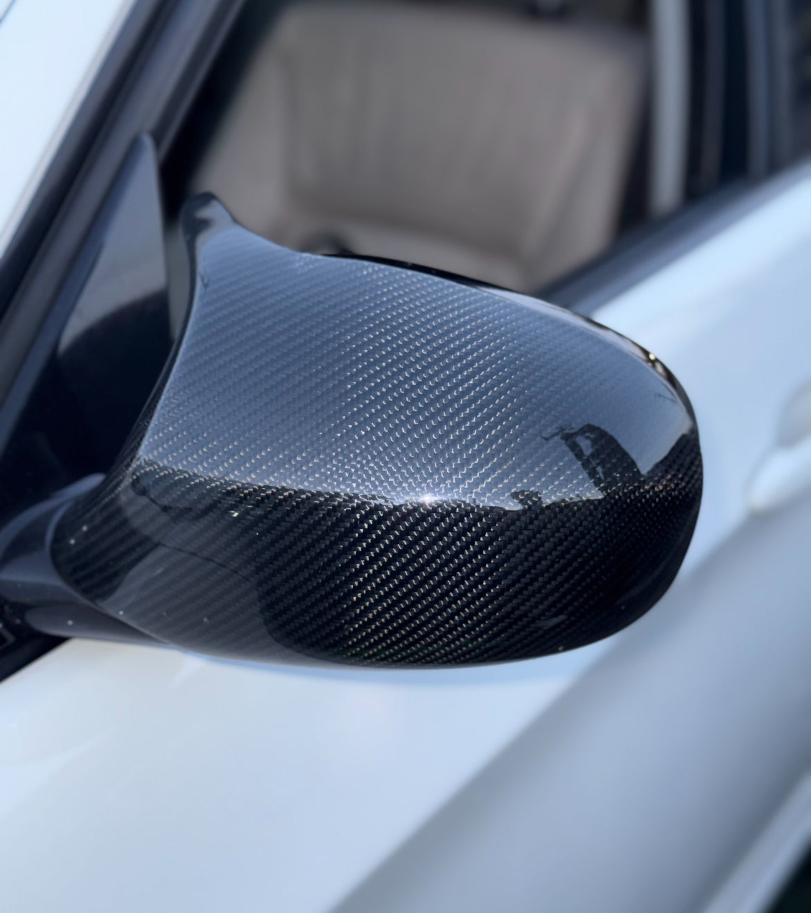 BMW E SERIES CARBON FIBER WINGED MIRROR CAPS- LCI