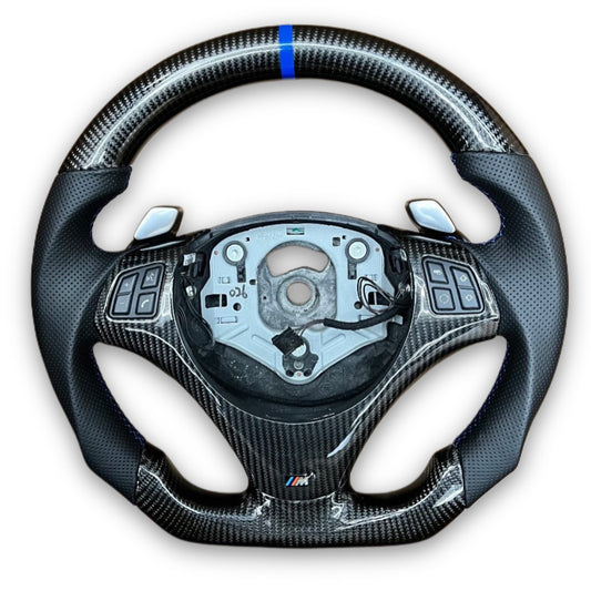 E8X/ E9X CARBON FIBER STEERING WHEEL- BLUE